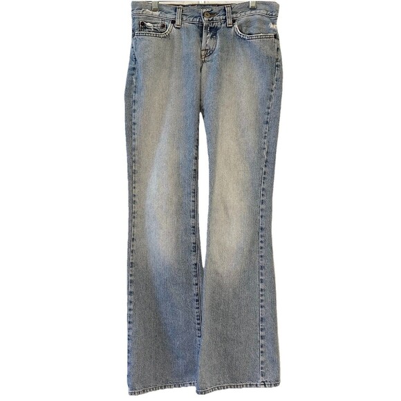 Lucky Brand Sweet Dream Jeans 26 (2) Made USA Distressed Patch Pocket Y2K Boot - Picture 2 of 8